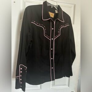 Scully Black Shirt with Pink Detailing